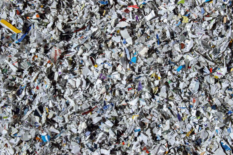 Shredded paper waste