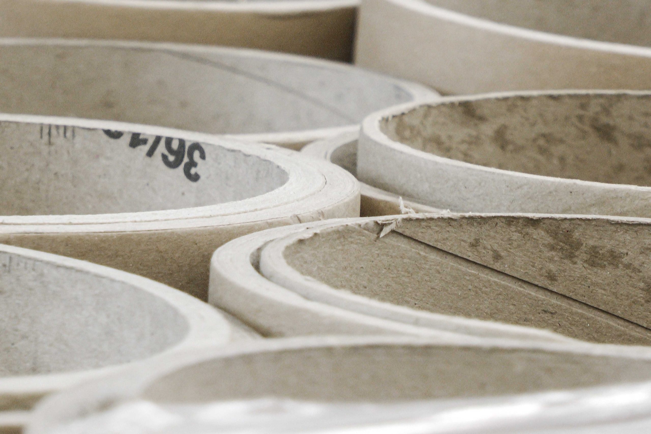 close up of cardboard cores