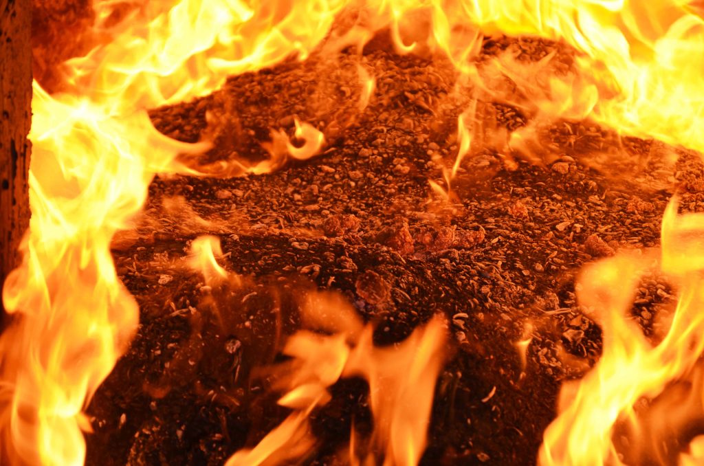 Wood burning in the kiln