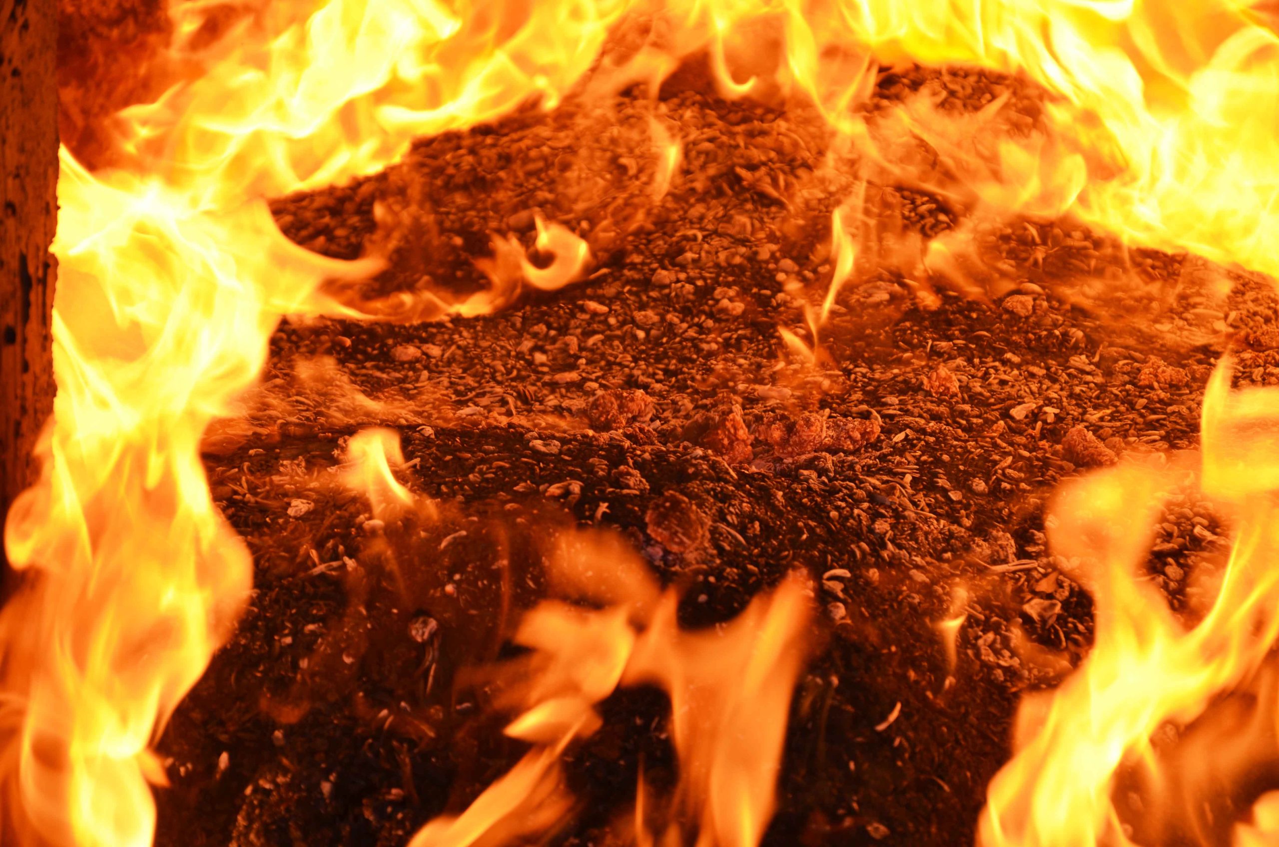 Wood burning in the kiln