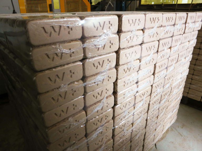 Packed high-density wood briquettes for sale