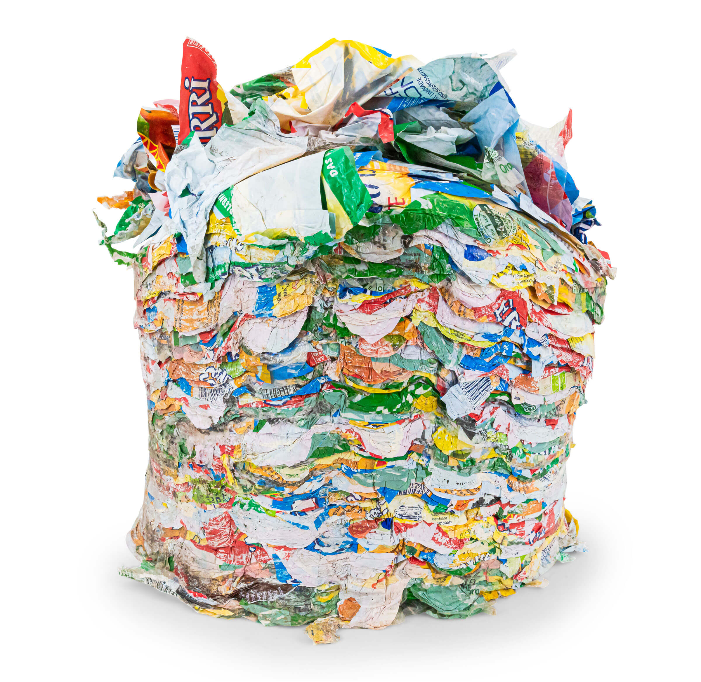 Kunststoff Flaschen Etiketten verpresst