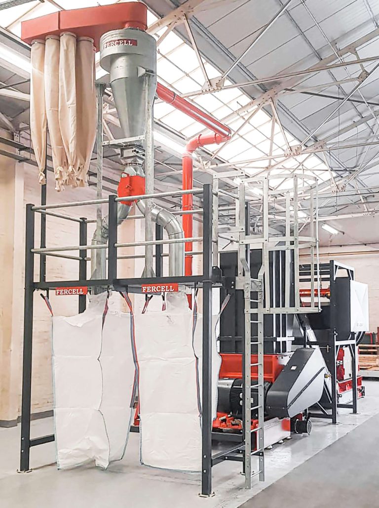 Regranulate is packed into big bags with suction system