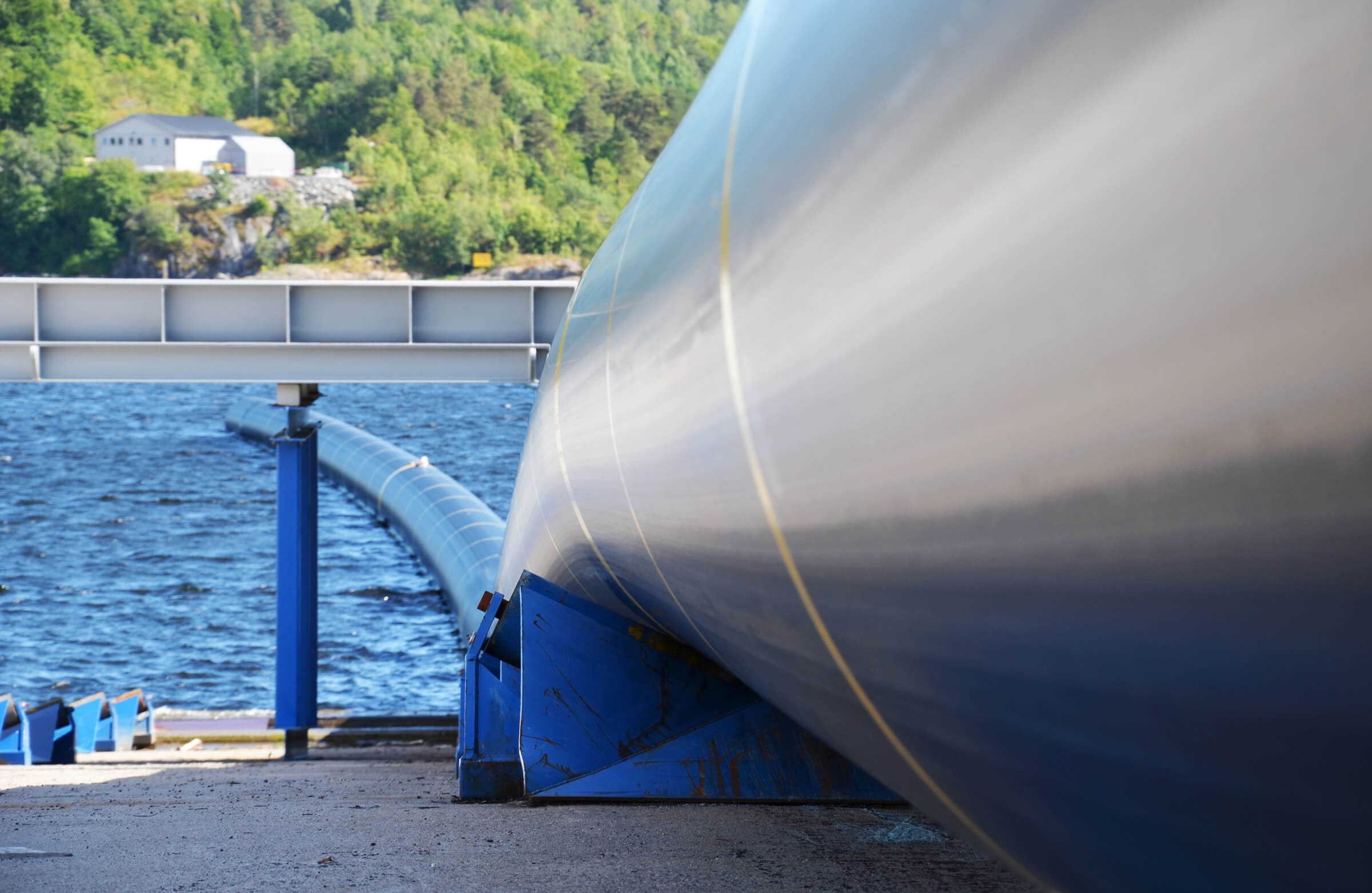 Huge pipe lines are extruded straight into the sea
