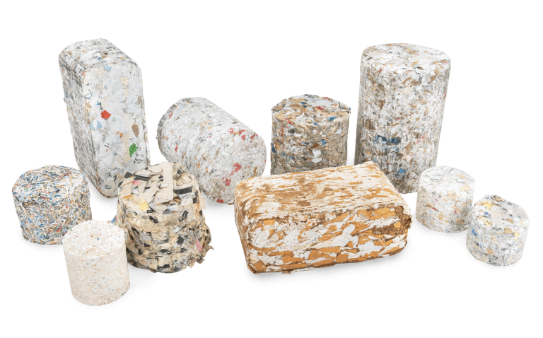 Briquettes made of shredded paper or paper dust