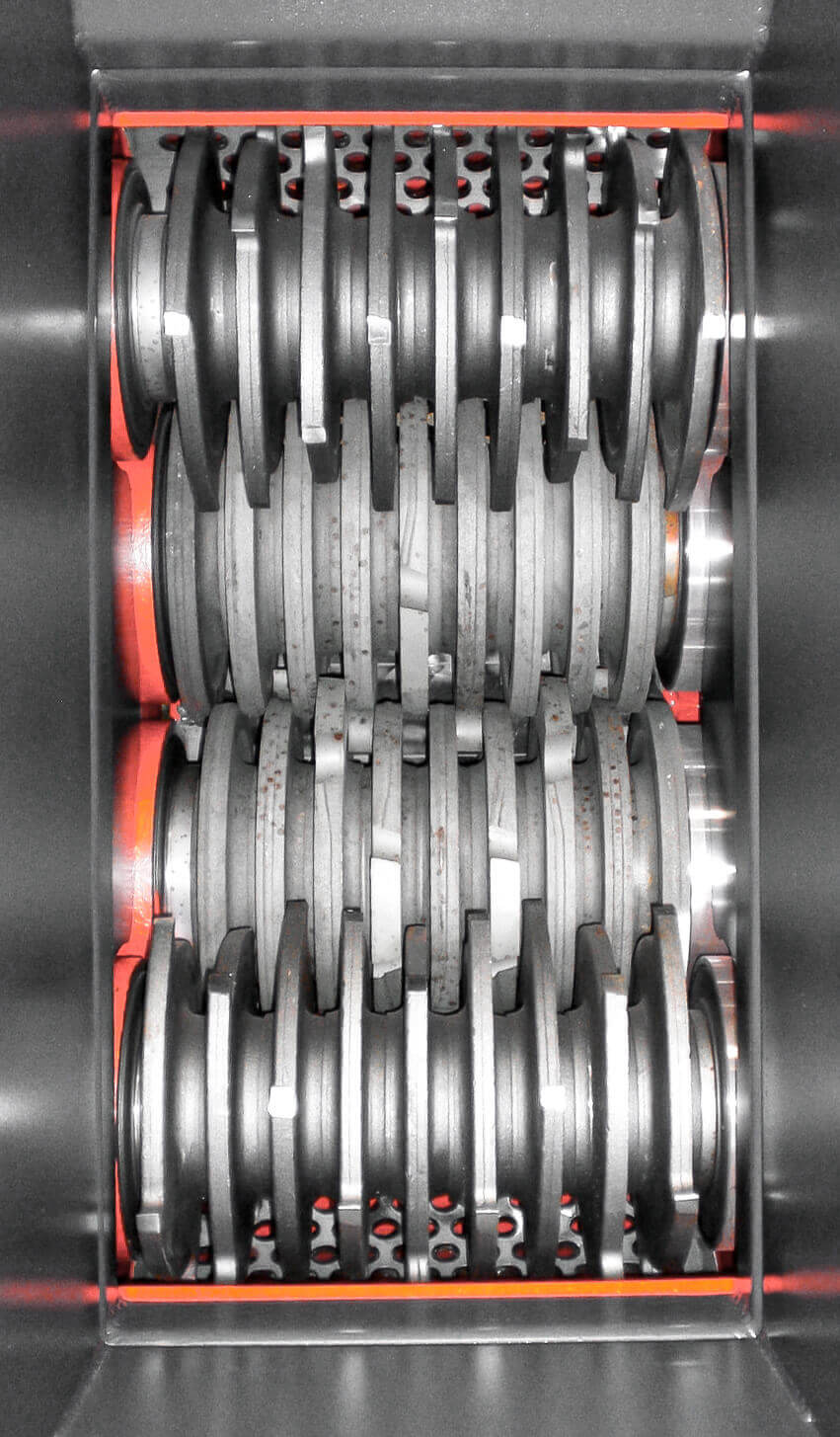 Draufsicht auf den Vierwellenzerkleinerer