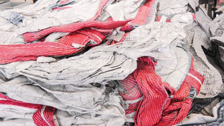 Used big bags ready for shredding and recycling