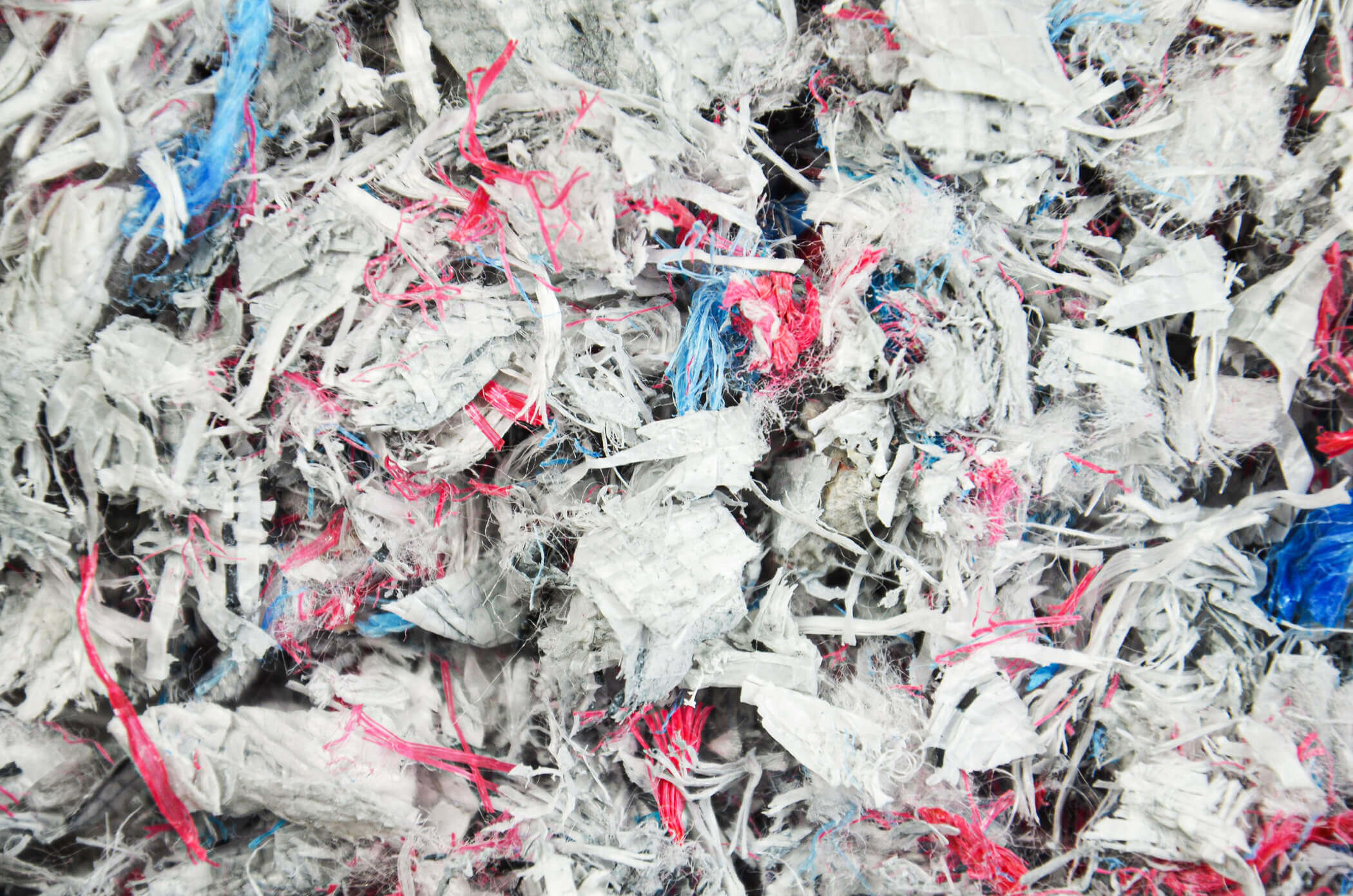 size reduced big bags PP fibers after shredding