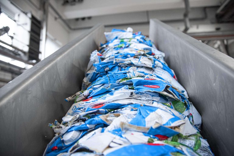 Pressed milk cartons in production at Emmi in Switzerland