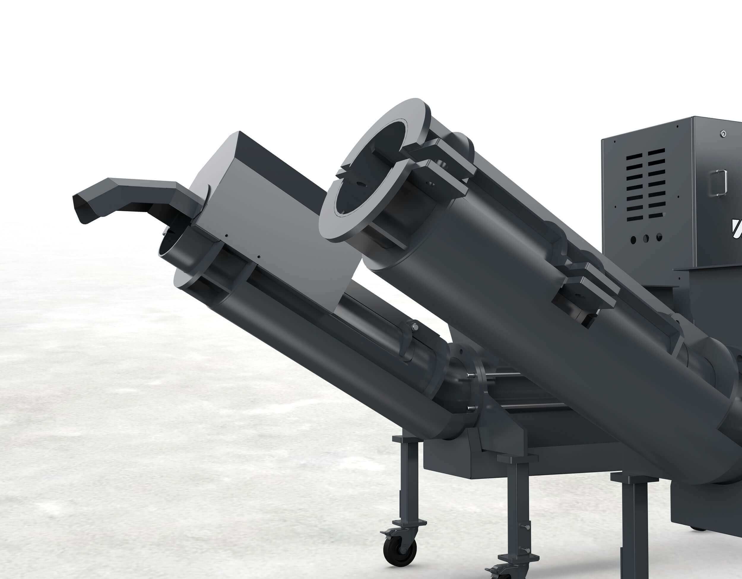 Two puehler presses with different material discharge options