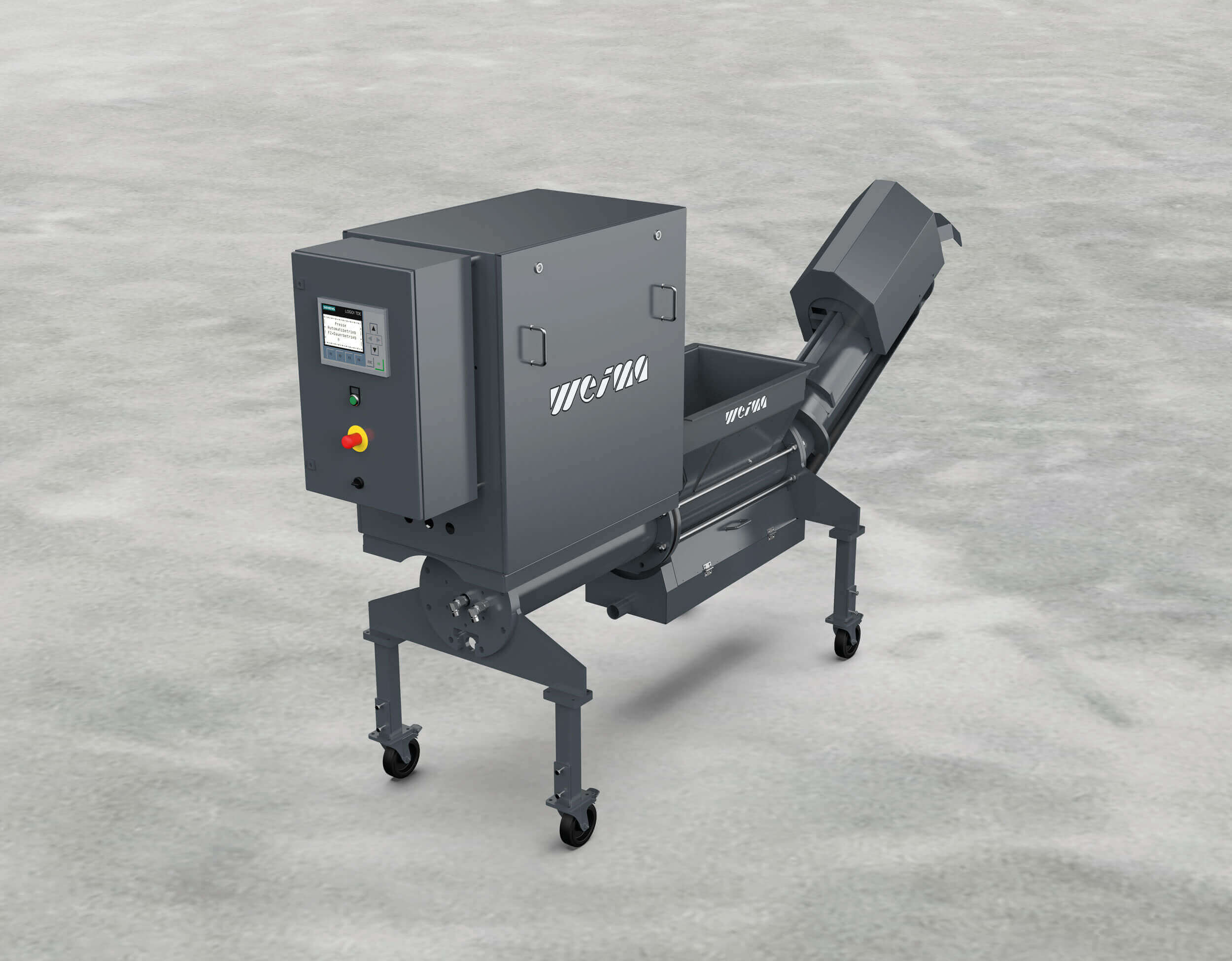 The picture shows the Siemens PLC control and the touch display of the chip press.