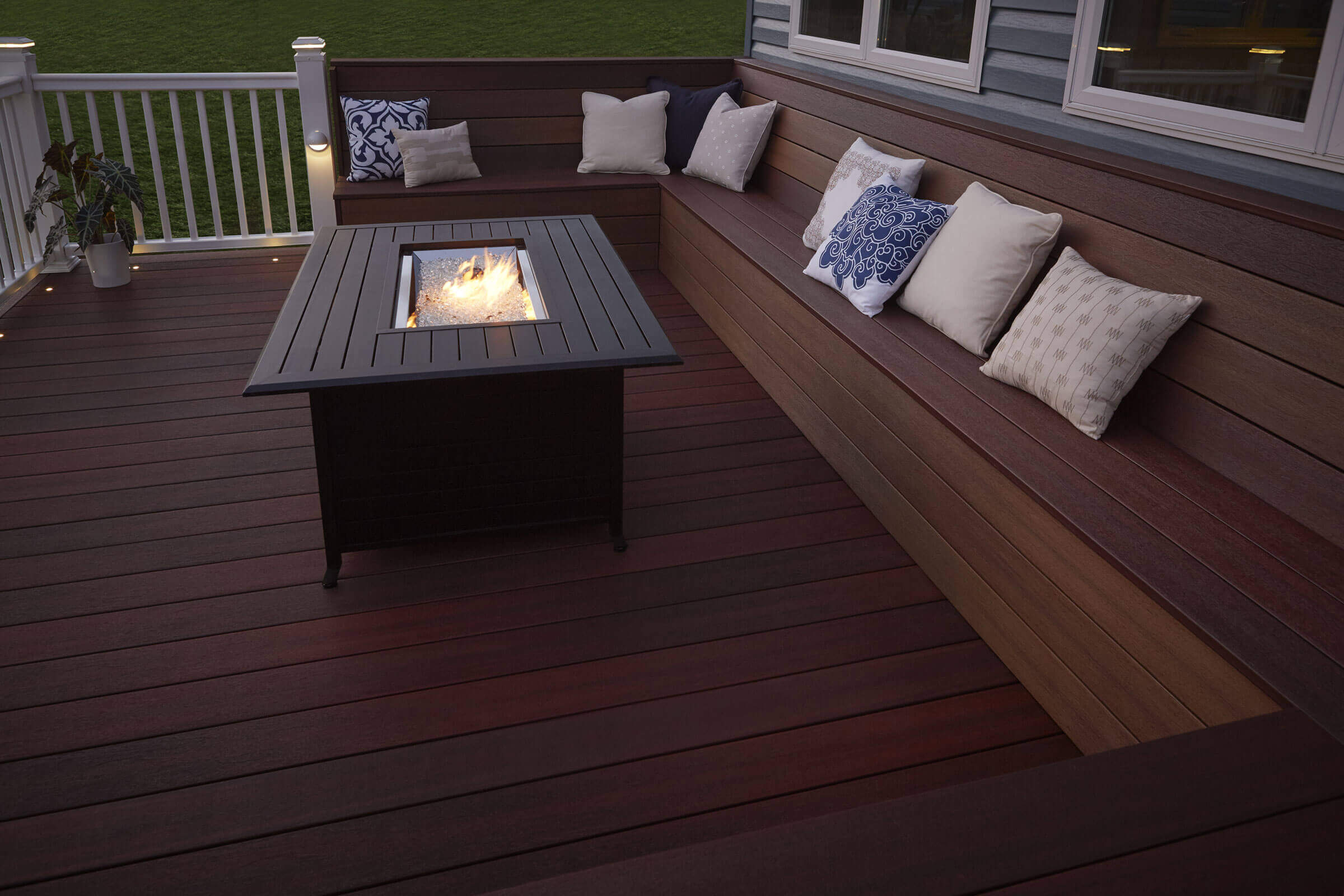 dark terrace with fiberon boards at night