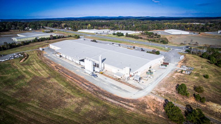 aerial view of fiberon decking production plant in north america