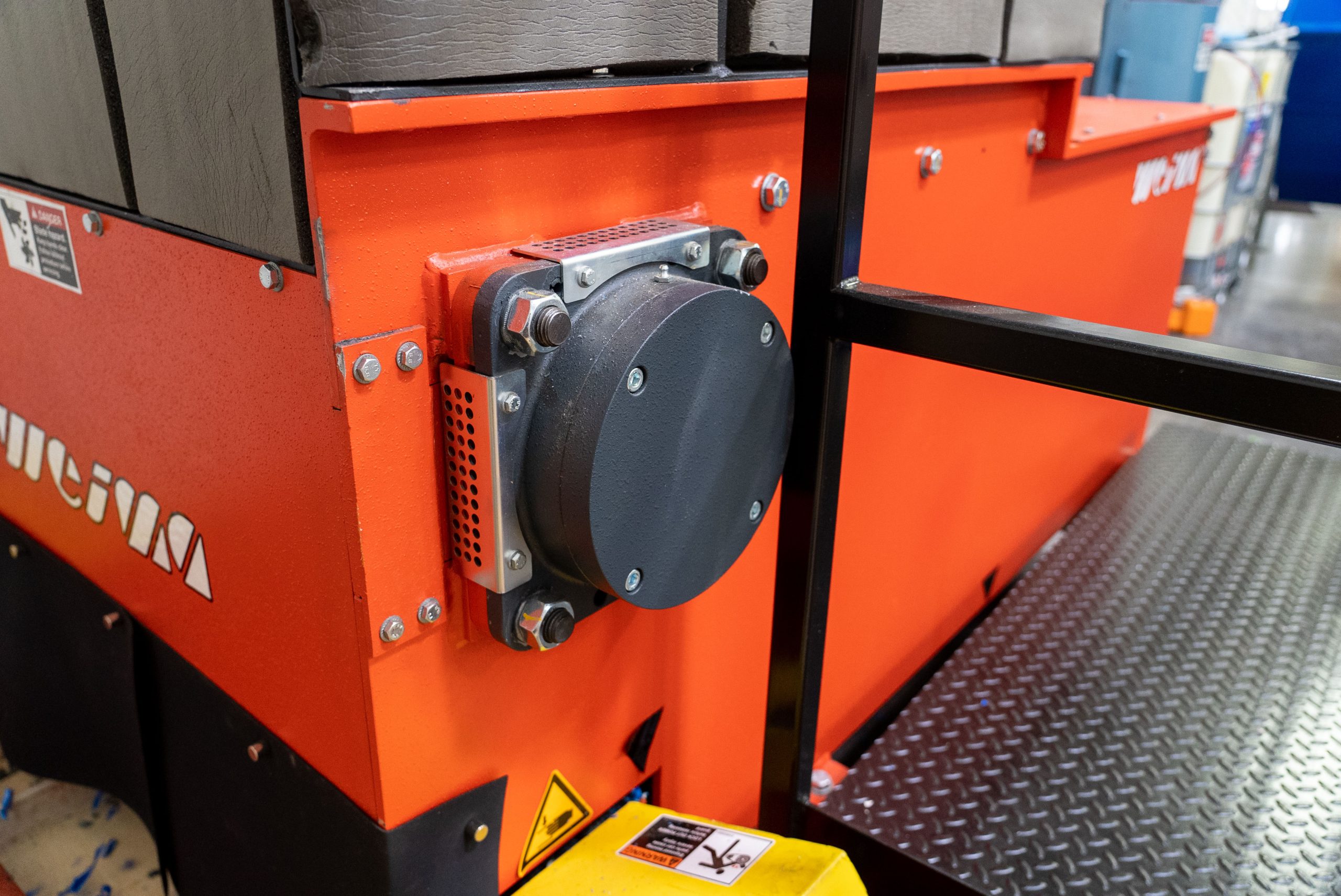 Shredder Seitenansicht mit Blick auf die Lagerung