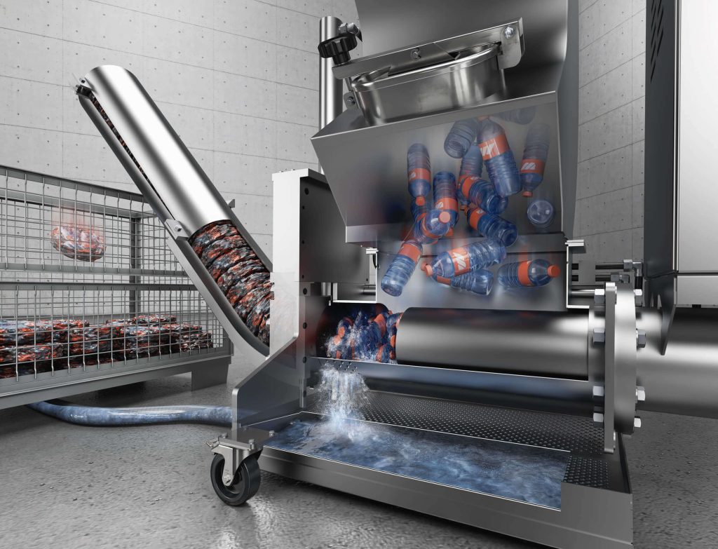 WEIMA drainage press compresses PET bottles