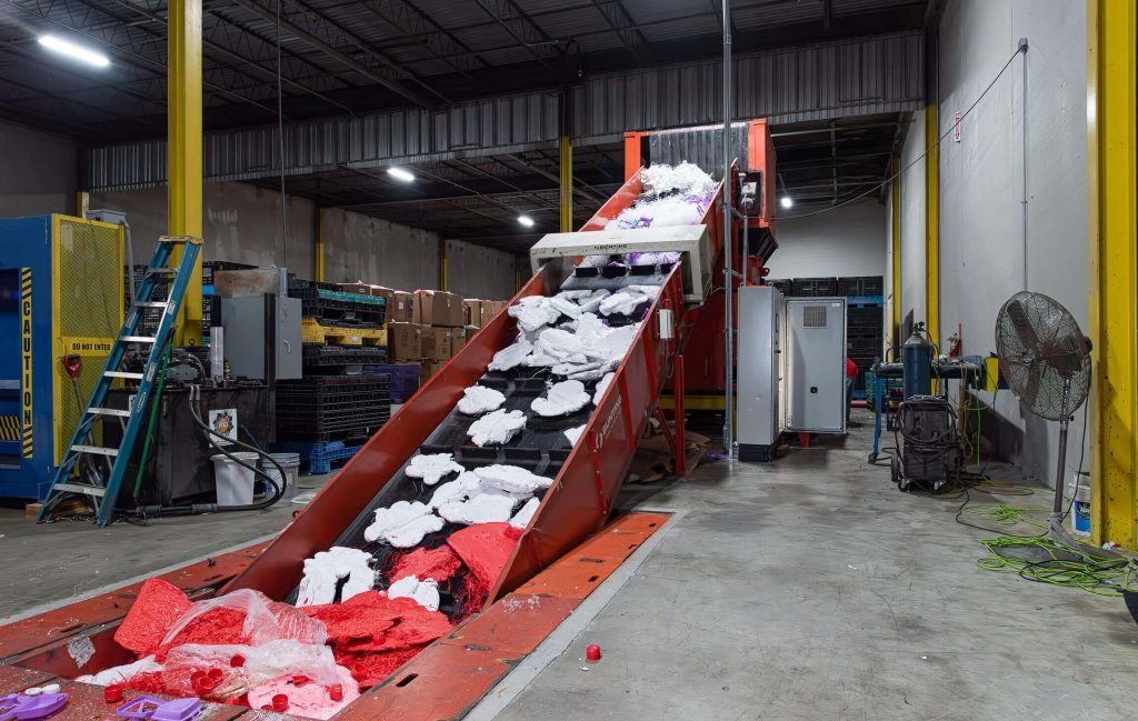 plastic purge shredding | Plastic Recycling, Inc.