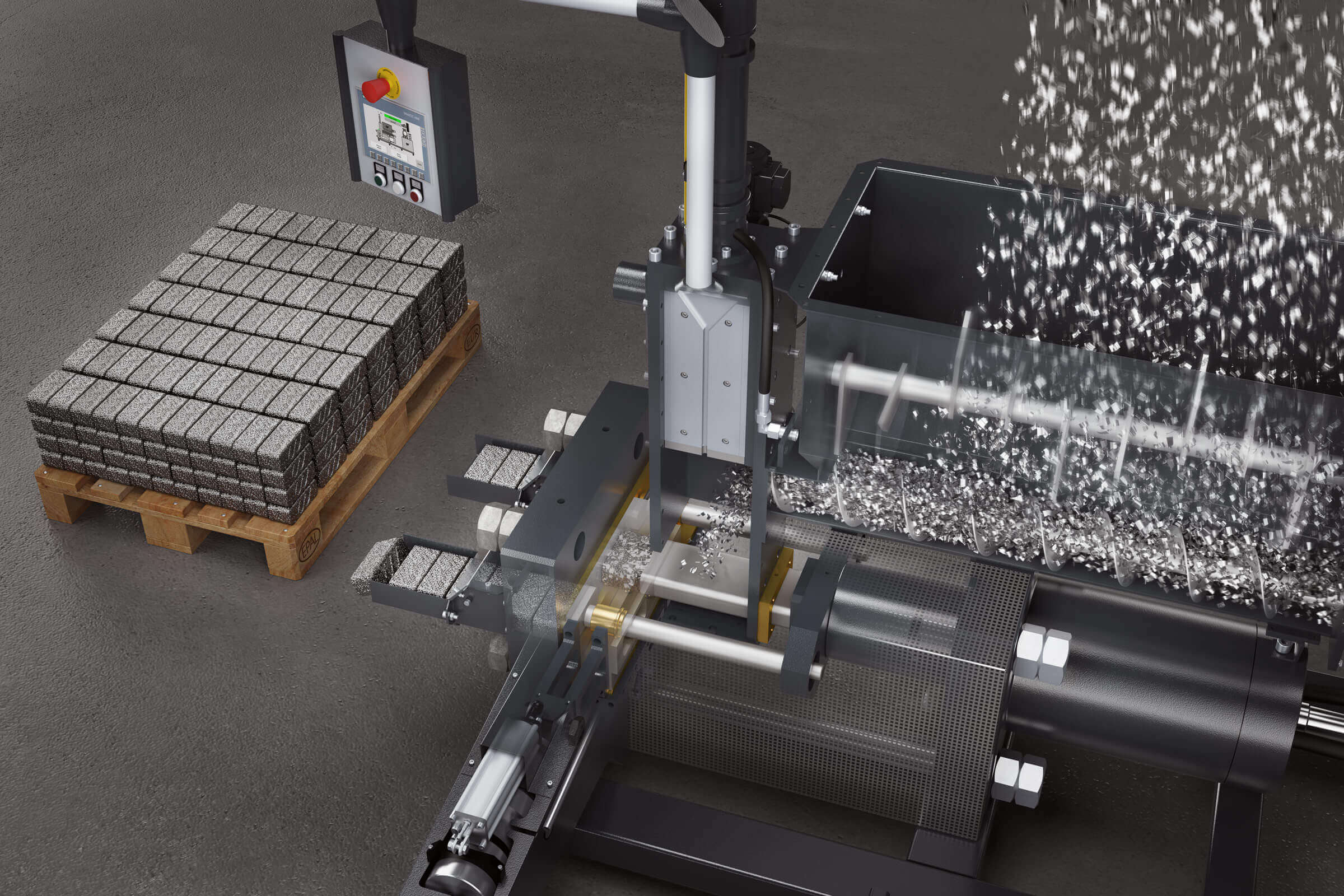 Briquetting process with metal