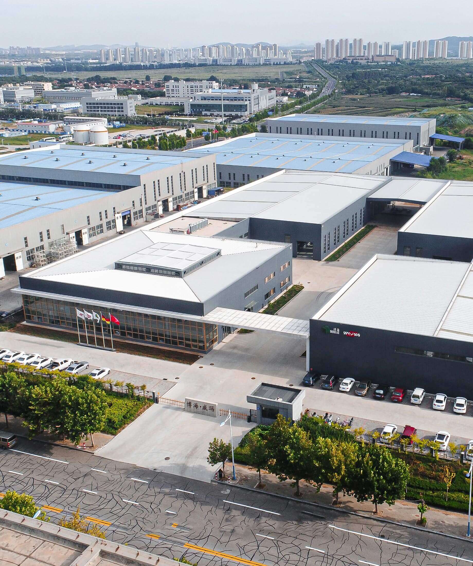 Luftaufnahme von Bohai WEIMA Joint Venture in Yantai, China