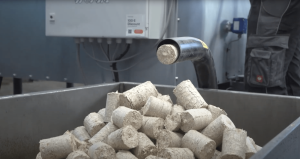 Briquettes made from shredded wooden pallets