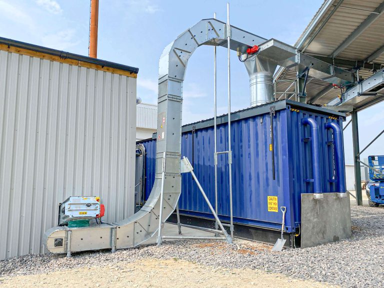 The conveyors transport material from the back of the plant room