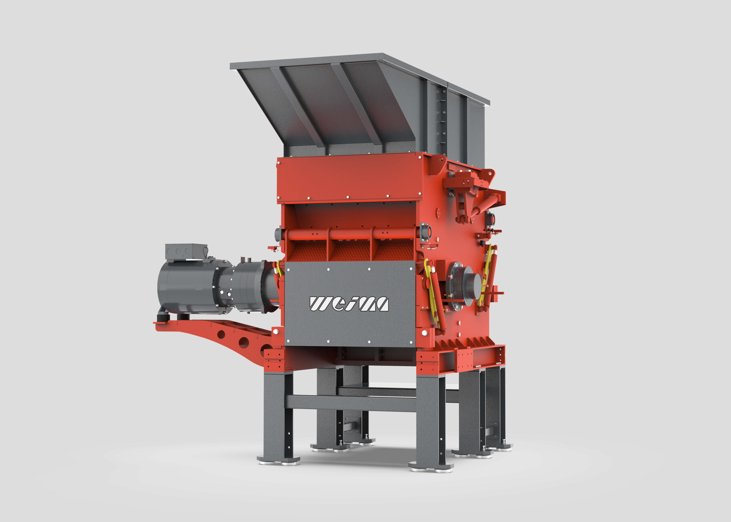 Ein Rendering einer orange-roten Maschine von WEIMA