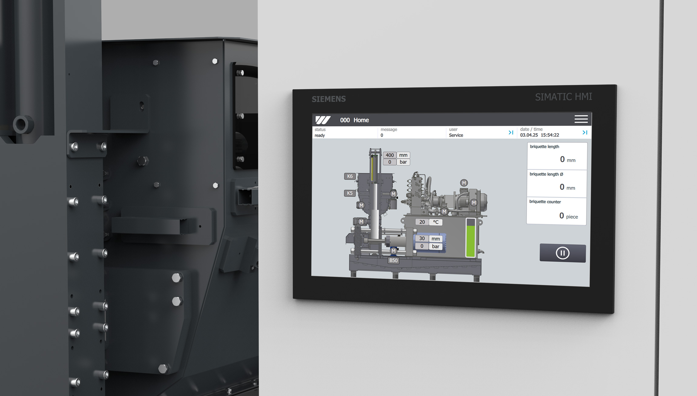 HMI der TH 700 M Brikettpresse von WEIMA