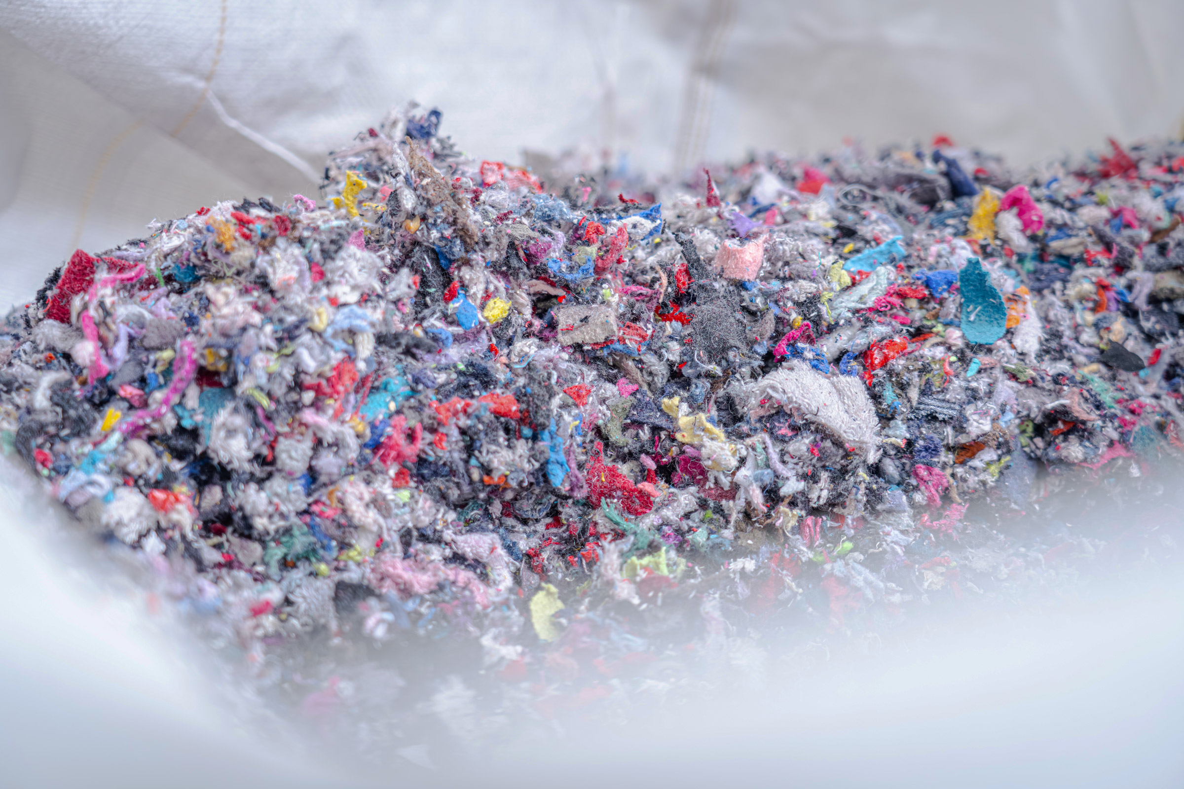 Zerkleinerte Textilien