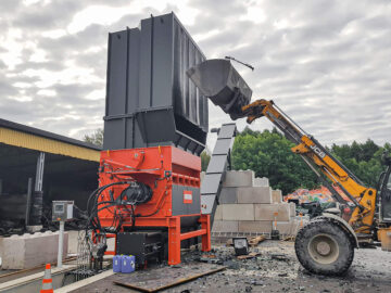Plastic waste is shredded in WEIMA shredder