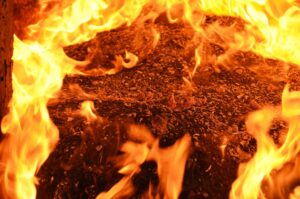 Wood burning in the kiln