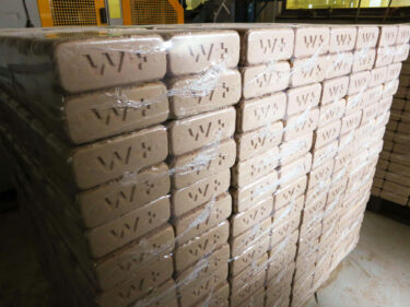 briquettes packaged and stacked for resale