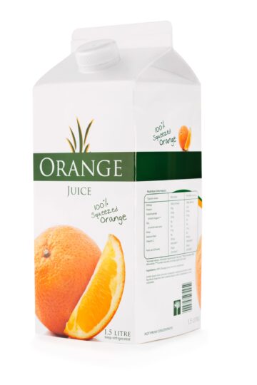 Orangensaft Tüten als eine Einwegverpackung