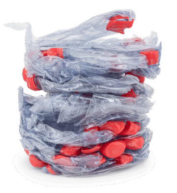 Compacted disks of plastic bottles