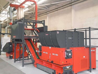 Two-stage shredding plant with WEIMA WLK 1500 single-shaft shredder and Neue Herbold granulator