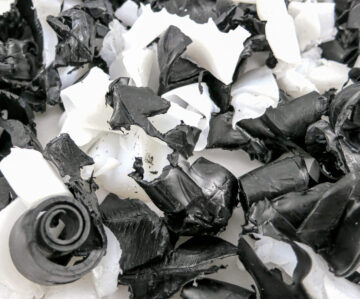 Shredded petrochemical lumps