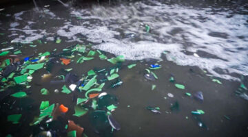 Das zerkleinerte Plastik wird gewaschen