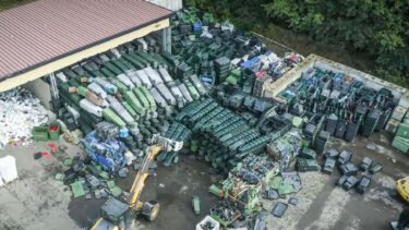 Sorted hard plastic waste at Veolia Sweden