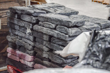 Stacks of plastic lumps