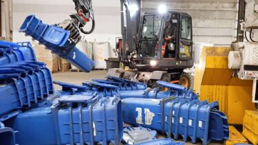 Disused trash cans made from plastics before shredded