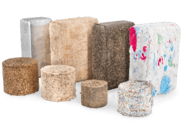 High-quality briquettes made of metal shavings, wood chips, paper dust, organic biogenic materials