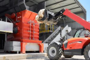 Agricultural film shredder on Crete, Greece