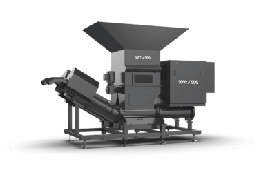 The WEIMA C.200 Duo press gives machining more flexibility and automation. This has two ejection tubes and a larger hopper attachment.