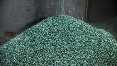 Green regranulate made from old fishing nets