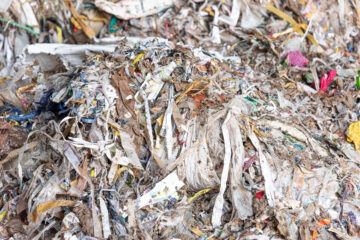 Pulper strings made of plastic waste in detail