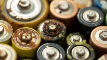 A close-up of used batteries