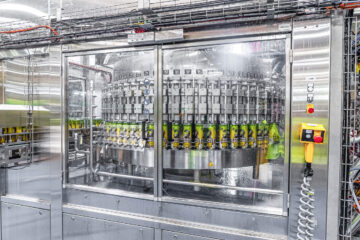 Canning line of beer cans.