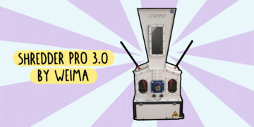 WEIMA Shredder Pro vor einem farbenfrohen Hintergrund