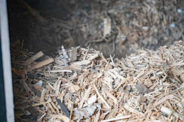 Shredded wood chips in a bunker