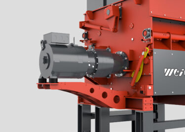 A rendering of an orange-red WEIMA machine with a zoom on the drive